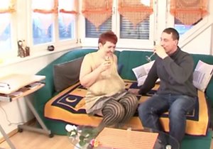 Saggy boobs MILF getting fucked on all fours